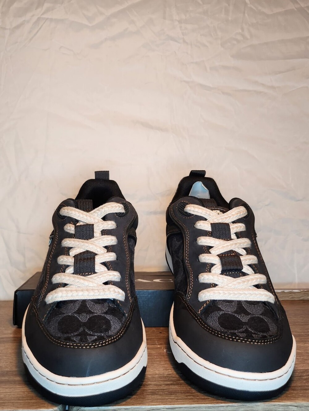 Coach Mens C203 Black Denim Sneakers